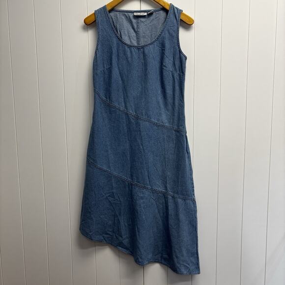 Vintage Newport News Jeanology Western Trad Wife Asymmetrical Denim Dress Sz 10 - Picture 1 of 10